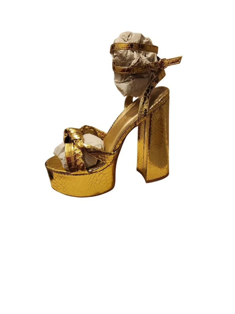 NWB ASOS x Public Desire Leo Metallic Gold Platform Sandal Size 8